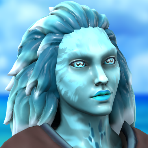 COral, a teal and blue water genasi, softly smirking